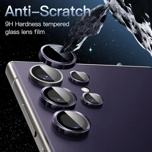 Vista 4 de JETech Protector de lente de cámara para Samsung Galaxy S24 Ultra, cubierta de anillo individual de metal de vidrio templado 9H, bandeja de fácil