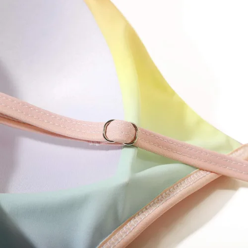 Vista 5 de Omkagi Bikini de cintura alta, para mujer, con realce en el busto, dos piezas, estilo de banda envolvente