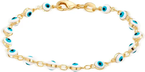 Vista 8 de Barzel Pulsera de mal de ojo multicolor chapada en oro de 18 quilates para mujer, fabricada en Brasil Arcoíris