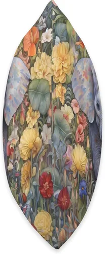 Vista 2 de Nature's Neighborhood Batik - Almohada de elefante floral, 16 x 16 pulgadas, multicolor