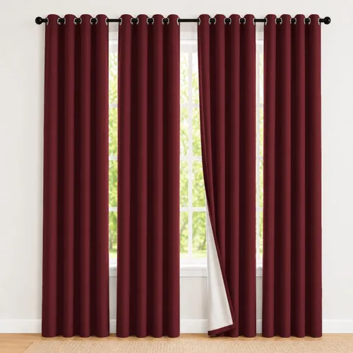Vista 45 de 2 paneles de cortinas 100% opacas, de peso medio, con aislamiento térmico y ojales para dormitorio, sala de estar, tratamiento de ventana