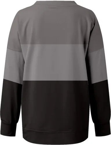 Vista 4 de Handyulong Sudaderas para mujer, sudadera casual de manga larga con cuello redondo y estampado a rayas