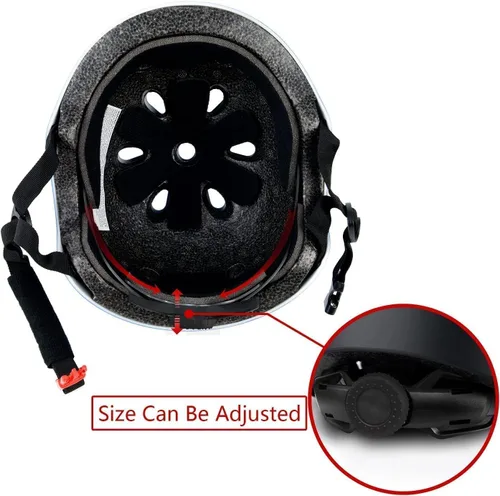Vista 4 de Juego de casco de bicicleta para niños, certificado por la CPSC con rodilleras, coderas, muñequeras, casco ajustable para edades de 3-5-8-15 años