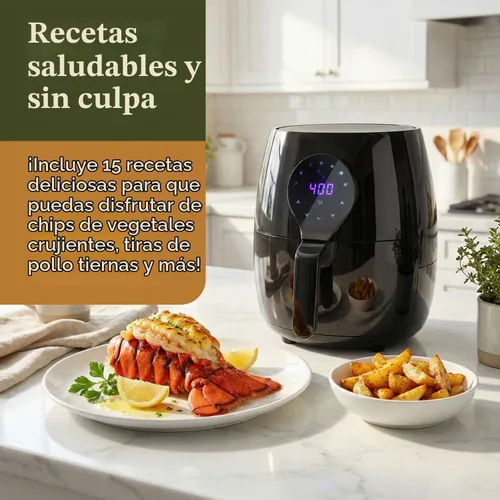 Vista 2 de Elite Gourmet Freidora de aire digital de 5.3 cuartos de galón, 1350 W, sin