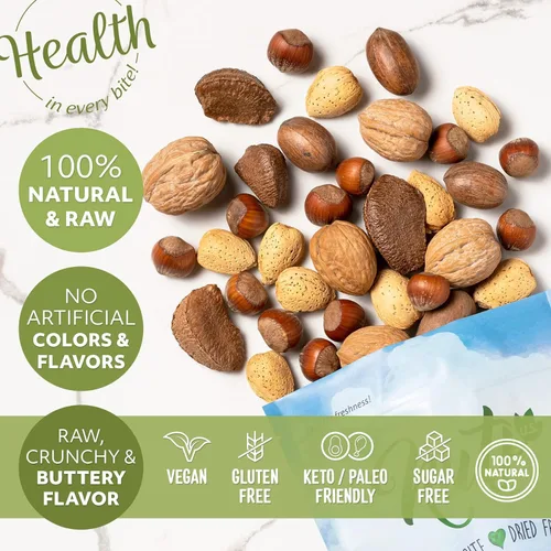 Vista 5 de NUTS U.S. – Nueces Mixtas en Cáscara (Almendras, Nueces, Avellanas, Pacanas, Nueces de Brasil) Sin Colorantes Añadidos y Sin Sabores Artificiales
