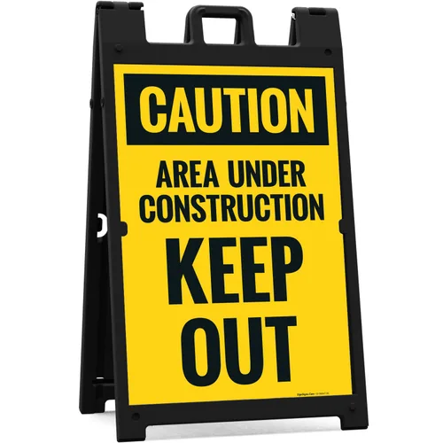 Vista 5 de OSHA Caution Area Under Construction Keep Out Sidewalk Sign Kit, 10x16 Inches, Replacement Panels (2 Pack) Thick HDPS Plastic, Made in USA by Sigo
