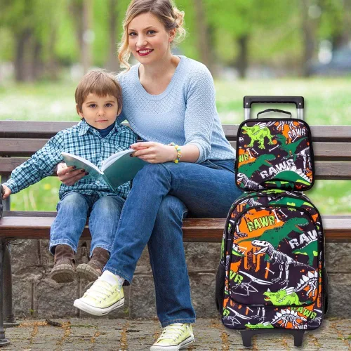 Vista 8 de Mochila con ruedas para niños y niñas, mochila escolar con ruedas para niños pequeños