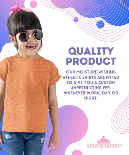 Vista 2 de MISS POPULAR Paquete de 4 camisetas de manga corta de secado rápido para niñas, absorben la humedad, rendimiento atlético activo y cuello redondo