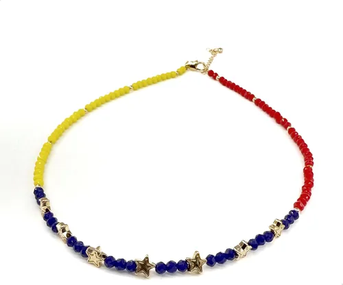 Vista 3 de Pulsera ajustable tejida a mano del orgullo venezolano en colores de la bandera nacional para mujer