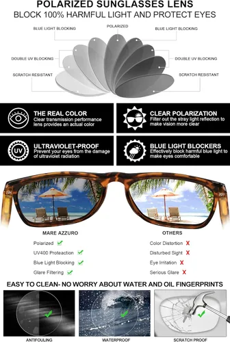 Vista 2 de MARE AZZURO Gafas de sol polarizadas de gran tamaño para mujeres y hombres, para conducir, pesca, deportes, protección UV400, para fiesta, playa, sol