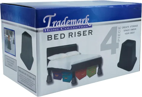 Vista 3 de Trademark Home Collection - Paquete de 4 elevadores de cama, 6 pulgadas, color negro