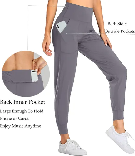 Vista 35 de Oalka - Pantalones deportivos para mujer, con cintura alta y bolsillos, para hacer deporte, yoga y entrenar