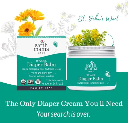 Vista 7 de Earth Mama Bálsamo de pañales orgánico multiusos para bebés Verificado por EWG, sin petróleo ni fragancia con caléndula para pieles sensibles