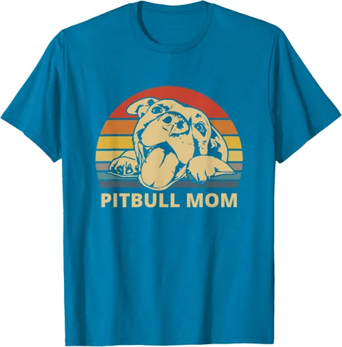 Vista 6 de Vintage Pitbull Mom Happy smiling Pitbull Mom on Sunset T-Shirt, Negro