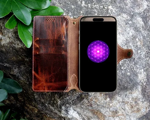 Vista 2 de Yogurt Funda compatible con iPhone 15 Pro Max, funda de piel auténtica para iPhone 15 Pro Max, 6.7 pulgadas, hecha a mano, marrón oscuro