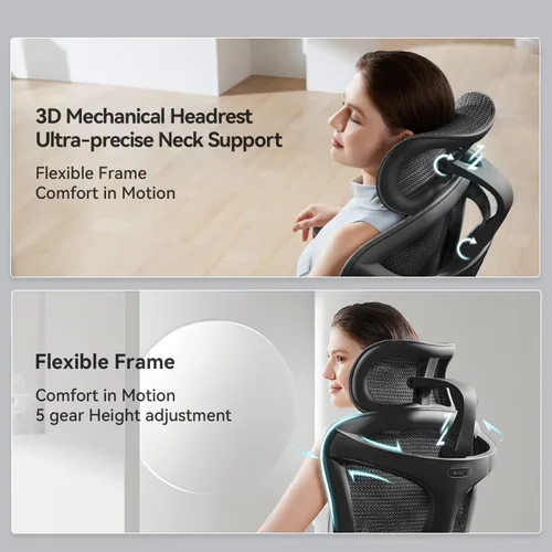 Vista 6 de SIHOO Doro C300 Pro - Silla ergonómica de oficina con apoyabrazos ultrasuaves de 6D, soporte lumbar dinámico, ajuste de profundidad del asiento