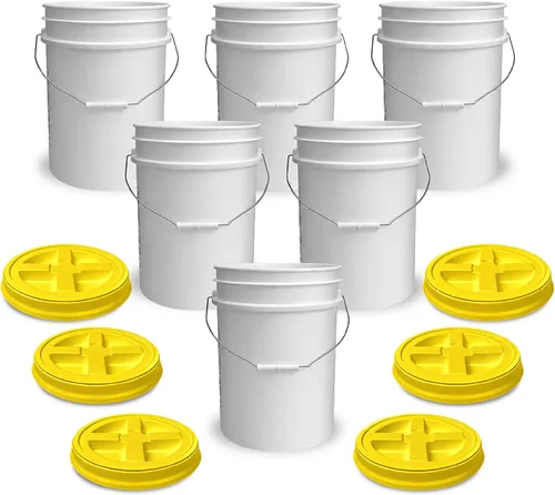 Vista 15 de ePackageSupply - Cubo de 5 galones, grado alimenticio, sin BPA, color negro y negro, 1 unidad Negro/Negro