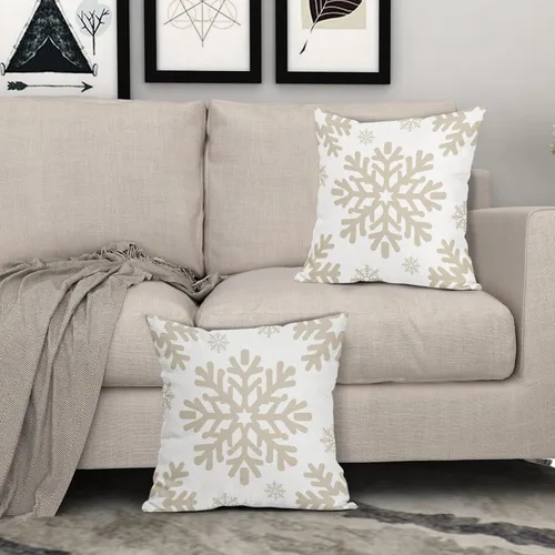 Vista 29 de Fundas de almohada decorativas de Navidad negras 40x40 cm con copos de nieve blancos de Navidad, juego de 2, temática rústica de invierno
