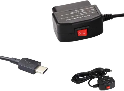 Vista 5 de Cable de alimentación OBD universal para cámara de salpicadero, 24 horas de vigilancia/modo Acc con botón de interruptor (puerto micro USB)