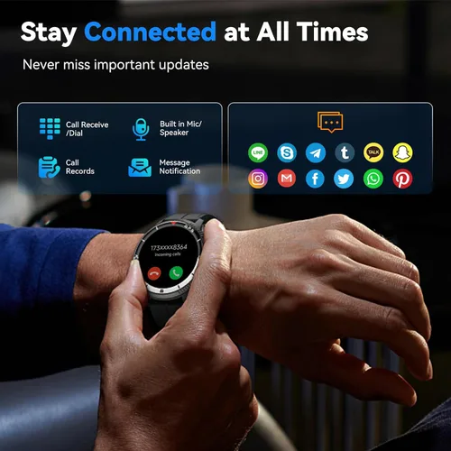Vista 5 de Reloj inteligente para hombres, reloj inteligente con GPS, rastreador de actividad física con monitor de frecuencia cardíaca/sueño, podómetro