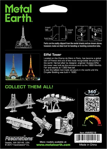 Vista 2 de Metal Earth Torre Eiffel 3D Kit de modelo de metal con pinzas Fascinaciones