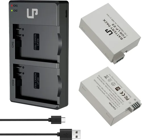 Vista 10 de LP Batería de repuesto E8, paquete de 2 baterías E8 de 1900 mAh para cámara digital Canon EOS Rebel T2i, T3i, T4i, T5i, EOS 550D, EOS 600D, EOS