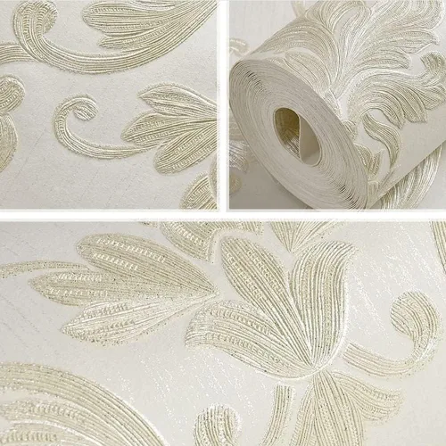 Vista 3 de Q QIHANG Papel tapiz de estilo europeo 3D en relieve damasco grueso no tejido, para sala de estar, dormitorio, comedor, TV, fondo, pared, 20.87