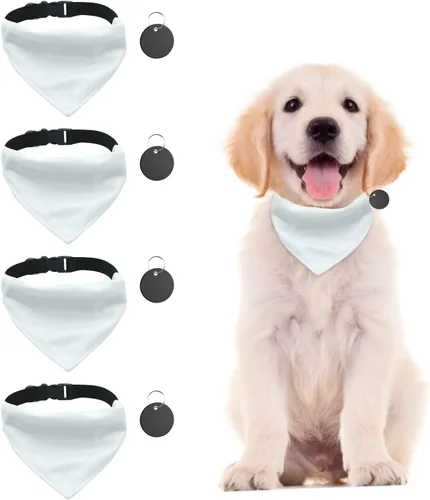 Vista 9 de 4 unidades de collar triangular blanco para perro, bandana para perro con hebilla ajustable sublimación en blanco, bandanas para perros y gatos, S