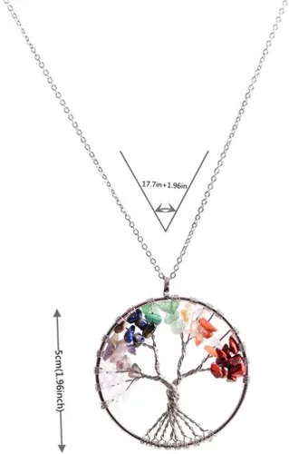 Vista 2 de YGLINE Collar de cristal curativo con piedra natural para mujer, aleación, Vida del árbol