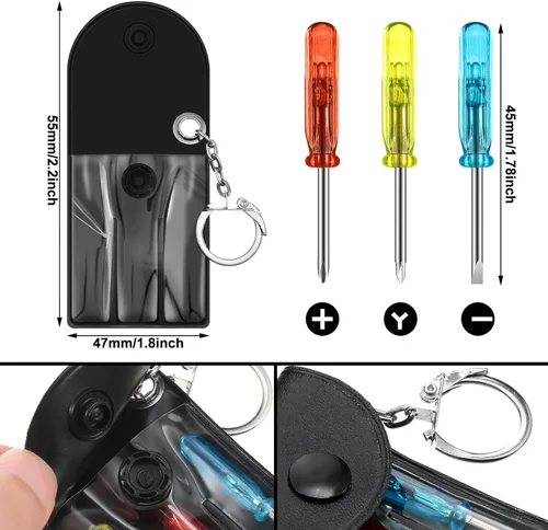 Vista 2 de Jutom Juego de 10 Mini Destornilladores Llavero a Granel Incluye 3 Mini Destornilladores en una Bolsa Portátil con Broche con Gancho a Granel