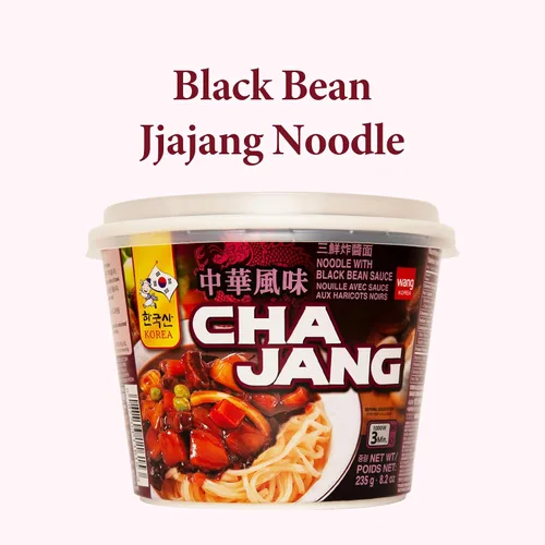 Vista 3 de Wang Jjajangmyeon - Tazón instantáneo de fideos de frijoles negros, salsa de frijoles negros dulces y salados, fideos masticables gruesos, listo
