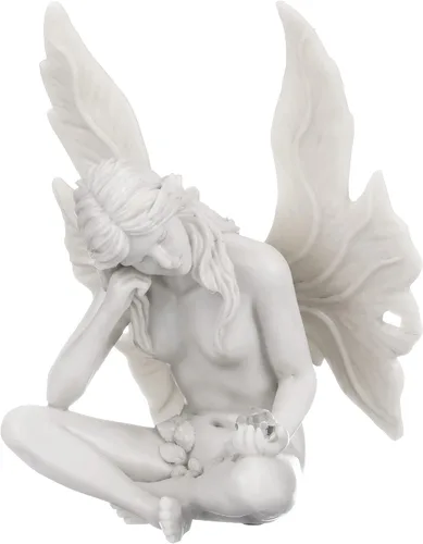 Vista 2 de Design Toscano Gazing Secret Garden - Figura de estatua de hada, 7 pulgadas de ancho, 10 pulgadas de alto, resina de piedra fundida, acabado