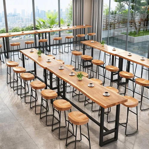 Vista 6 de Mesa de bar de madera maciza, mesa de bistró, mesa alta, mesa de desayuno, mesa de pub, muebles de cocina para sala de estar, comedor, cafetería