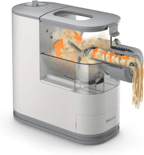 Vista 6 de Philips - Máquina compacta para pasta y fideos con 3 platos intercambiables en forma de pasta, color blanco + kit de forma de accesorio 4 en 1