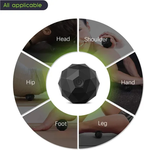 Vista 4 de Bola de Masaje Vibradora Eléctrica, Rodillo de Masaje de 2 Velocidades para Fitness, Yoga, Pilates y Terapia Física para Combatir los Músculos