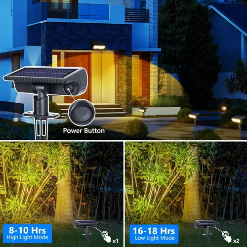 Vista 2 de Toodour Foco solar para exteriores, paquete de 2 luces solares para exteriores con 2 modos, luces de inundación impermeables alimentadas por energía