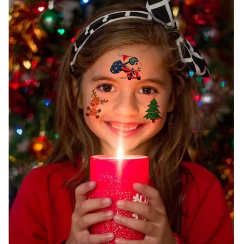 Vista 4 de 240 tatuajes temporales de Navidad para niños, 20 hojas de tatuajes falsos de Navidad para niñas y niños, regalos de fiesta de Navidad, decoración