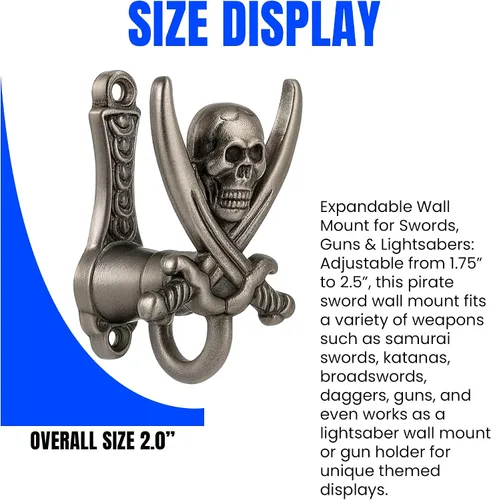 Vista 2 de Szco Supplies Colgador de espada ajustable estilo pirata de metal fundido de 2 pulgadas