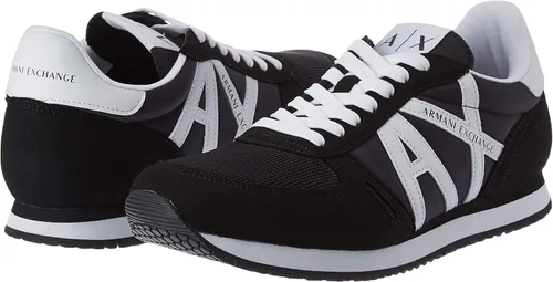 Vista 7 de AX ARMANI EXCHANGE Tenis con logo y cordones para hombre, Negro + Blanco