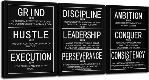 Vista 42 de Arte de Pared Motivacional 40 Razones para Entrenar 3 Piezas Pintura Impresión en Lienzo Decoración de Oficina Póster Mentalidad Millonaria