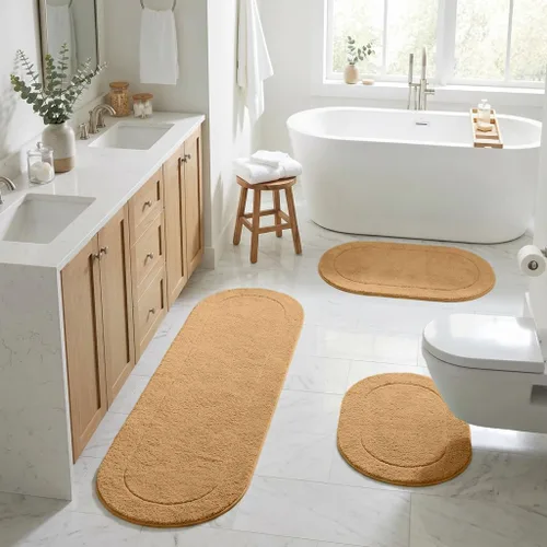 Vista 24 de Superior Cotton Washable Bath Rug, Non Slip Runner, 1 Piece Set, Black Absorbent Combed Cotton Bath Rug Runner or Rug Set, Bathroom Vanity or