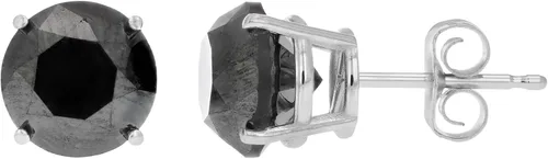 Vista 3 de Aretes de tuerca de diamante negro de 12 ct a 2 ct en oro de 14 quilates, oro blanco, FD9S1.50BLRW