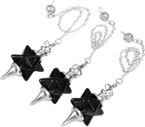 Vista 5 de SUNYIK Stone Merkaba Star Pendulum, Crystal Point Healing Reiki Dowsing Wicca Herramienta de adivinación Healing Crystal Point Pendulum, Spiritual