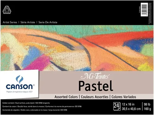 Vista 10 de Canson Artist Series Mi-Teintes - Papel pastel, colores surtidos, bloc plegable, 9 x 12 pulgadas, 24 hojas (98 libras/160g) - Papel de artista