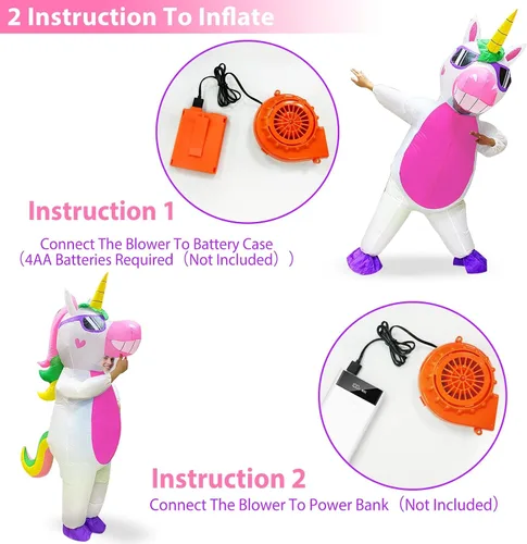 Vista 5 de Camlinbo Disfraz inflable de unicornio de Halloween para adultos, mujeres y hombres, cuerpo completo, disfraz de Halloween, fiesta, cosplay