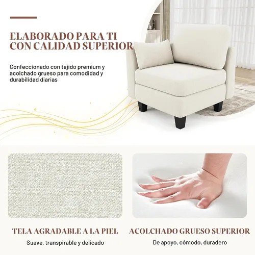Vista 6 de Sofá seccional con sofá cama, sofá modular de 6 plazas, cómodos sofás seccionales convertibles, sofás convertibles con otomanos, sofás seccionales