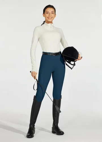 Vista 6 de Willit Pantalones de equitación para mujer con asiento completo, pantalones de silicona con bolsillo con cremallera