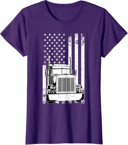Vista 8 de Camión conductor bandera americana camionero vintage hombres mujeres regalo camiseta