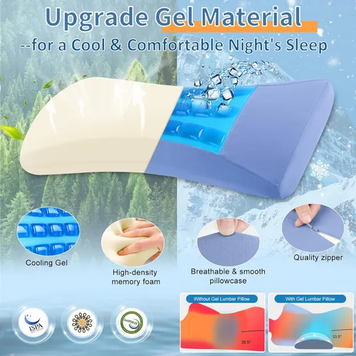 Vista 6 de Almohada de Soporte Lumbar para Cama para Aliviar el Dolor de Espalda Baja con Gel Refrescante: Almohada de Ciática de Espalda Baja