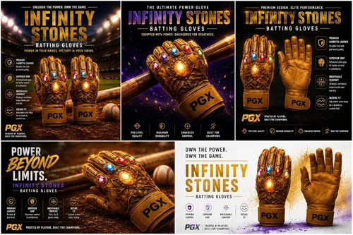 Vista 4 de PGX Power Stones Batting Gloves for Baseball & Softball, Youth & Adult